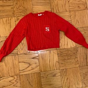 Sandro red cropped sweater.  Worn a few times.  Size 1.